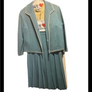 Elegant Blue Women's Jacket & Coat Set